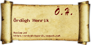 Ördögh Henrik névjegykártya